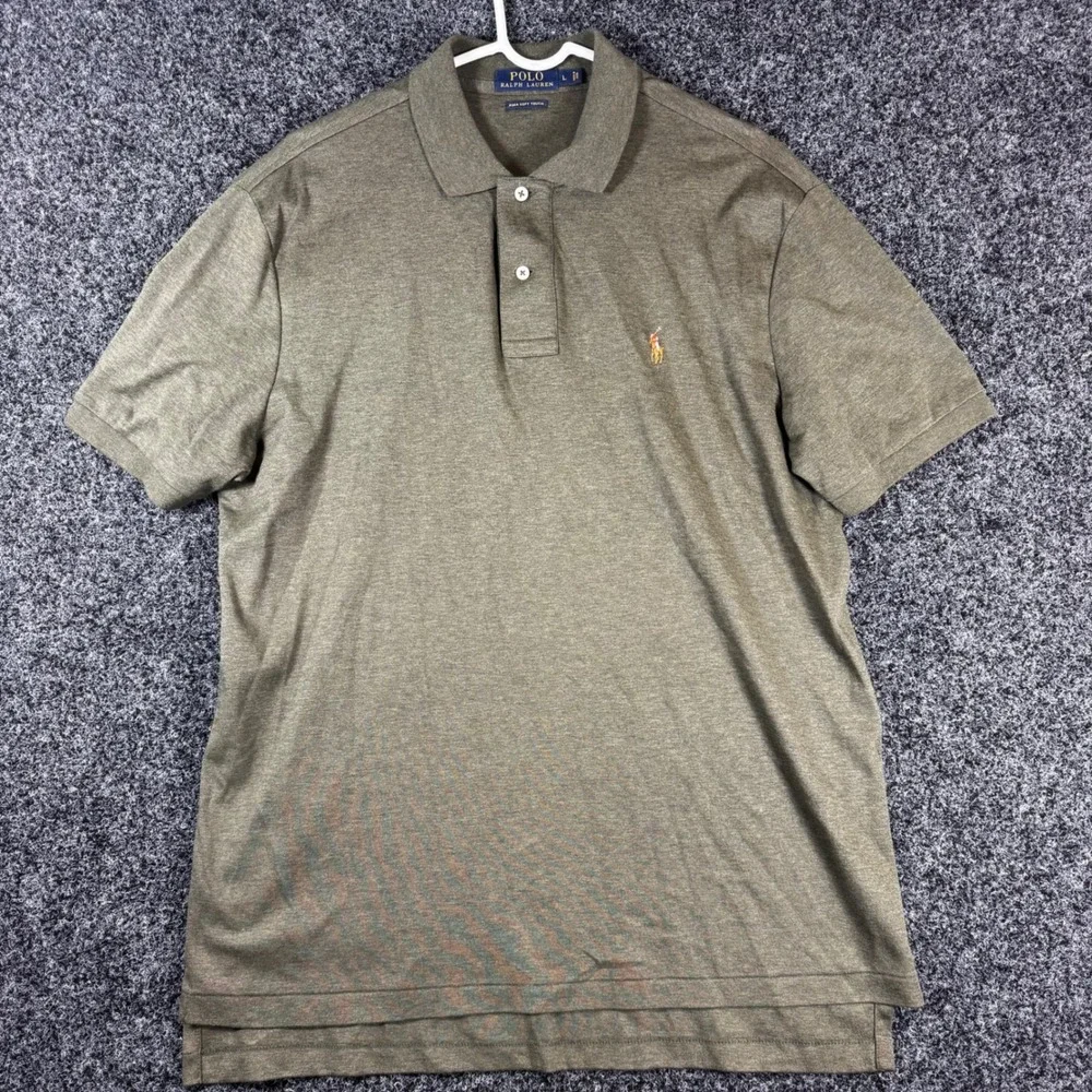 Polo Ralph Lauren Pima Soft Touch Polo Shirt Mens Large Olive Green Short Sleeve